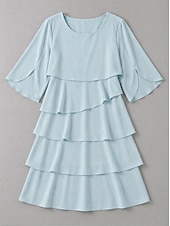  Dames Mini-jurk Chiffon jurk Bruiloft gast jurk Laagjesjurk Modieus Modern Buiten Feestdagen Uitgaan Normale pasvorm Effen Halve mouw Strakke ronde hals blauw Zwart Blozend Roze Lente Herfst