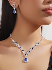 お買い得  ジュエリーセット-イヤリングセット 2 クリスタル 合金 イヤリング ネックレス 女性用 エレガント トレンディー ジュエリーセット 用途 結婚式