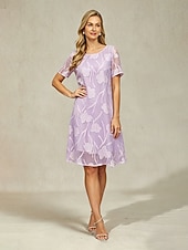 preiswerte Einfaches Kleid-Damen Minikleid Shiftkleid Elegant Einfarbig Kurzarm Rundhalsausschnitt Lila