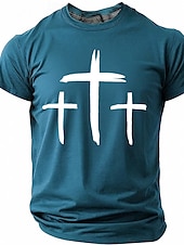 abordables Camisetas de fe-Hombre Cruz Camiseta Manga Corta Camiseta Impresión 3D Cuello Barco Camisa Moda Design Sencillo Casual Diario Fiesta Rojo Verano Primavera Ropa S M L XL XXL XXXL