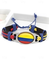 abordables Accesorios-Pulsera de hombre de piel sintética y acrílico con la bandera nacional, pulsera multinacional para aficionados al fútbol, para el día del partido, para animar en el estadio, para ropa deportiva informal y para el día a día.