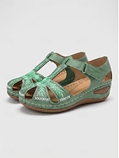 economico Sandali Comodi-sandali casual da donna comodi – sandali da passeggio con supporto plantare vintage in velcro con design cavo per l'estate e l'outdoor