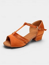cheap Latin Shoes-Women's Professional Latin Dance Shoes - Gold Satin Low Heel