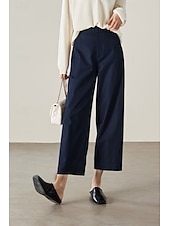 cheap Wide Leg &amp; High Waisted-Women's Wide Leg Chinos Vacation Full Length High Waist Comfortable Micro-elastic Daily White Navy Blue khaki Summer Spring Loose Fit