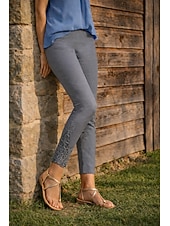 abordables Leggings lisos-Mujer pantalones cortos capri Polainas Leggings cómodos Vacaciones Moda estilo costero de la abuela Hasta el Tobillo Media cintura Color sólido Encaje Comodidad Elástico Diario Casual Diario Negro