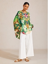 abordables chemises, hauts et chemisiers-tropical tentation - Blouse fluide en mousseline à manches chauve-souris