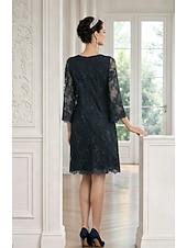 billiga Te Längd-Åtsmitande Kort mini Festklänning Cocktail klänning Bröllopsgästklänning Klänning till brudens mor 3/4 ärm Prydd med juveler Elegant Bröllopsgäst Bröllopsfest Spets Tyll med Applikationsbroderi
