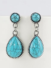 cheap Women's Earring-Women's Bohemian Alloy Turquoise Earrings Set, Multi Style Drop and Stud Earring Collection for Beach Vacation, Daily Casual Wear, Travel and Resort Styling