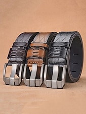 preiswerte Herrengürtel-Vintage-Businessgürtel für Herren aus Lederimitat, verstellbare Länge, verschiedene Farben, klassischer Retro-Stil, perfekt für den Arbeitsweg, Urlaub und Freizeit.