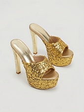 voordelige Platform Sandalen-Damessandalen met blauwe glitterplateauhak en open neus, perfect voor een feestje of avondje uit in de club. &amp;glamoureuze avondlooks