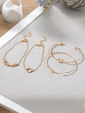 economico Bracciale da donna-Set di 4 bracciali da donna in lega, stile bohémien, impilabili, perfetti per le vacanze al mare, l'uso quotidiano e gli outfit estivi.