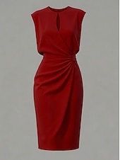 preiswerte Einfaches Kleid-Damen Minikleid Etui-Kleid Modern Outdoor Ausgehen Wochenende Normale Passform Einfach Ärmellos Rundhalsausschnitt Schwarz Weiß Rote Grün Sommer
