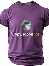preiswerte Magliette divertenti da uomo-Men's "Copy, Moon joy" Full Moon Graphic T Shirt Short Sleeve Crew Neck Astronomy Space Lover Sarcastic Humor Quote Teal Blue Relaxed Fit Birthday Gift Designer Clothing Apparel