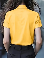 economico Bluse Semplici-Per donna Camicia Blusa Camicia con volant Volant Fiocco Tinta unica Elegante Essenziale Classico Manica Corta Colletto a Camicia Top Regolari Quotidiano Ferie Uscire Nero Bianco Giallo Rosso Estate