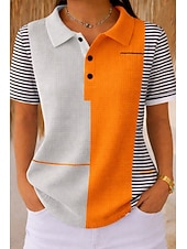 economico Bluse a righe e geometriche-Per donna Camicia Magliette Polo a Nido d'Ape Top estivi Grafico Geometrico A Pois Vintage Elegante Senza Maniche Collo ripiegato Colletto Polo Top lunghi Matrimonio in Spiaggia Casuale Quotidiano