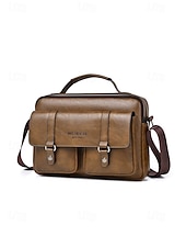 economico Borselli da uomo-Borsa a tracolla da uomo in similpelle, borsa a mano multi-scomparto di grande capacità con tracolla regolabile, borsa da viaggio elegante e casual per il lavoro e gli spostamenti quotidiani.