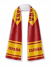 abordables Accesorios-Bufanda de toalla de poliéster para hombre con estampado de la bandera de España, bufanda suave para aficionados al fútbol, ideal para animar en los días de partido, eventos en estadios, retransmisiones deportivas y uso diario informal.