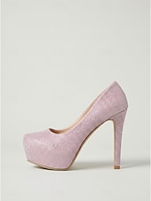 economico Décolleté con plateau-Décolleté da donna con plateau e tacco alto glitterato, eleganti scarpe da invitata a matrimoni in giardino. &amp;celebrazioni all'aperto