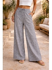 abordables Fondos-Mujer Perneras anchas Chinos Pantalones de verano Vacaciones Básico Longitud total Media cintura Comodidad Rígido Diario Negro Rojo Azul Café Verano Primavera