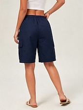 ieftine Bermude-Pentru femei Bermude Pantaloni Scurți Cargo chinez Pantaloni Scurți Vacanță Șic Stradă De Bază Scurt Talie medie Simplu Cordon Buzunar Comfortabil Respirabil Inelastic Zilnic În aer liber Vacanță Gri