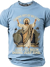 Camisa T-Shirt Cristiana Graciosa Hombre Biblia Salí de mi cueva y he estado muy bien Resurrección de Jesús Meme Humor Camiseta Gráfica Casual de Manga Corta Regalo para la Iglesia Ropa de Diseñador