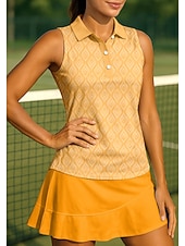 abordables Camisa de Mujer-Mujer Geométrico Camisa deportiva Camisas de polo Camiseta sin mangas Camiseta de tenis Sin Mangas Floral Botones UPF50+ Resistente a los rayos UV Alta elasticidad Dispersor de humedad Transpirable