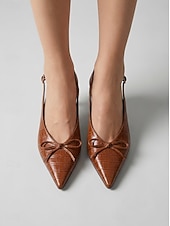 olcso Alacsony sarkú körömcipők-női barna cicasarkú slingback cipő - ideális koktélpartikra