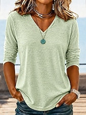  Camisas de mujer con tacto de lino, blusas de tela, tops de verano, lisas, elegantes, clásicas, de manga corta, de manga larga, con cuello en V, tops regulares, casuales, blancas, verde claro, moradas claras, azules claras, verano y primavera.