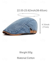 economico Cappelli da uomo-Berretto regolabile da uomo in denim e cotone, modello newsboy a cappello piatto multicolore, ideale per vacanze al mare, viaggi, guida e abbigliamento casual di tutti i giorni.