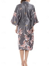 preiswerte Bademäntel für Damen-Damen Freizeitkleidung Robe Nachthemd Mode Lässig Grafik Satin-Seidenpyjamas Patchwork Kleid Urlaub Straße Date Halbarm V Ausschnitt Meerblau Schwarz Weiß Rote Grau Sommer Frühling Lässiger Schnitt