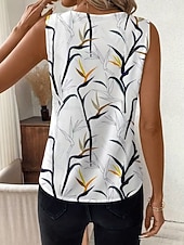 billige Grafisk tank-Women's Tank Top Floral Graphic Plants Elegant Vintage Stylish Sleeveless V Neck Regular Tops Beach Wedding Casual Daily White Light Pink Light Purple Orange Summer Spring