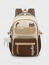 Недорогие Kids &amp; Teen Backpacks-Tween Girls Colorblock Cat Backpack, Cute Japanese Style School Bookbag for Middle School Students with Large Capacity and Multi-Pocket Storage