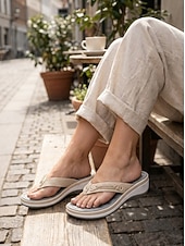 economico Infradito scivolosi-sandali infradito con zeppa bianca da donna con accenti di strass – comode scarpe estive casual