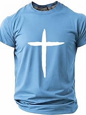  Hombre Cruz Camiseta Manga Corta Camiseta Impresión 3D Cuello Barco Camisa Moda Design Sencillo Casual Diario Fiesta Rojo Verano Primavera Ropa S M L XL XXL XXXL