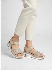 economico Sandali Piani-sandali da donna con cuscino d'aria impreziositi da strass - scarpe comode aperte con velcro regolabili per abbigliamento casual e outdoor