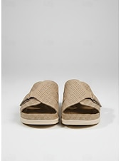 abordables Sandalias deslizantes-Sandalias burdeos perforadas para mujer: calzado informal y cómodo de verano para playa, vacaciones y uso diario.