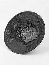 levne Dámské klobouky-Dámský bohémský krajkový klobouk, prodyšný polyesterový skládací sluneční klobouk v černé a bílé barvě pro dovolenou na pláži, každodenní nošení na volný čas, cestování a letní styling.