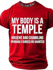 ieftine Tricouri cu umor sarcastic-Corpul meu este un templu antic, blestemat, bântuit, tricou amuzant, sarcastic, cu umor, grafic, guler rotund, mânecă scurtă, cadou de ziua de naștere pentru el, cadou de glumă, haine de designer