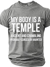 ieftine Tricouri cu umor sarcastic-Corpul meu este un templu antic, blestemat, bântuit, tricou amuzant, sarcastic, cu umor, grafic, guler rotund, mânecă scurtă, cadou de ziua de naștere pentru el, cadou de glumă, haine de designer