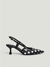 abordables 1950s Retro-Women's 1950s Polka Dot Slingback Heels – Classic Vintage Pointed-Toe High Heels, Retro Evening &amp; Formal Party Shoes for Women