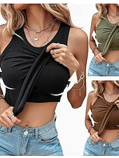  Per donna Canotta Semplice Moda Elegante Casual Senza Maniche Girocollo Top Regolari Quotidiano Uscire Weekend Nero Bianco Giallo Marrone Verde Estate Primavera