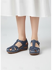 economico Sandali Comodi-sandali casual da donna comodi – sandali da passeggio con supporto plantare vintage in velcro con design cavo per l'estate e l'outdoor