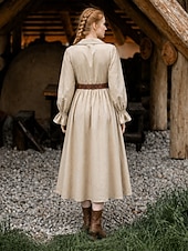  Medieval Renacimiento Vestidos Larga Pirata Vikingo Disfraz Mujer Pirata Fantasía Víspera de Todos los Santos Carnaval Rendimiento LARP Feria Ren Adulto Vestido