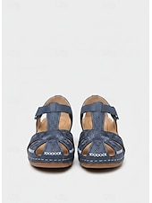 economico Sandali Comodi-sandali casual da donna comodi – sandali da passeggio con supporto plantare vintage in velcro con design cavo per l'estate e l'outdoor