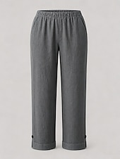 abordables Pantalon droit-Femmes Pantacourt Chino Longueur cheville Naturel Couleur Unie Avec Poches Confortable Non Elastique Décontracté Quotidien Noir Blanche Rose Claire Vert foncé Printemps Automne Coupe Ample