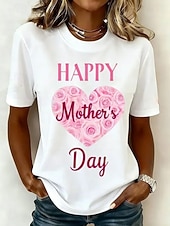 abordables Camiseta de Humor &amp; Citas-Día de la Madre Mujer Camiseta Estampado Graphic Animal Letra Vintage Elegante Clásico Manga Corta Cuello Barco Tops regulares Diario Fin de semana Blanco Verano Primavera