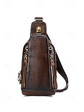 preiswerte Taschen für Herren-Herren-Umhängetasche aus Vollnarbenleder, geräumige Crossbody-Tasche mit mehreren Fächern und verstellbarem Riemen, stilvolle Farben in Kaffee und Braun für den Alltag, Pendeln und Geschäftsreisen