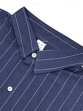 cheap Cotton Linen Shirt-Men Linen Shirt 2 Piece Shirt Set And Shorts Linen Shorts Beach Shorts Set Vertical Stripes Casual Daily Outdoor Turndown Short Sleeve Summer Fashion Casual Comfortable Clothing Apparel