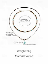 Χαμηλού Κόστους Ανδρικά κοσμήματα-Ανδρικό κολιέ μποέμ με κέλυφος καρύδας και τυρκουάζ, μπλε και καφέ κολιέ με χάντρες σε στρώσεις για διακοπές στην παραλία, ρούχα σε θέρετρα, casual καλοκαιρινά ρούχα και καθημερινή χρήση