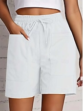 economico Pantaloncini Bermuda-Per donna Bermuda Chinos Shorts Pantaloni Eleganti Vacanza Essenziale Comfort Corto Vita Alta Semplice Coulisse Comodità Elasticizzato Quotidiano Casual Quotidiano Blu Rosso Aalbicocca Nero Estate
